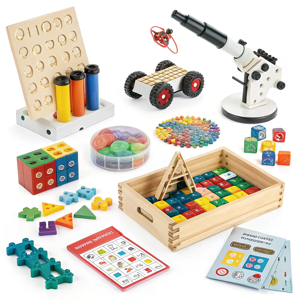 A collection of educational and creative toys